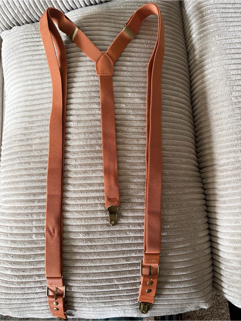 Brown leather suspenders